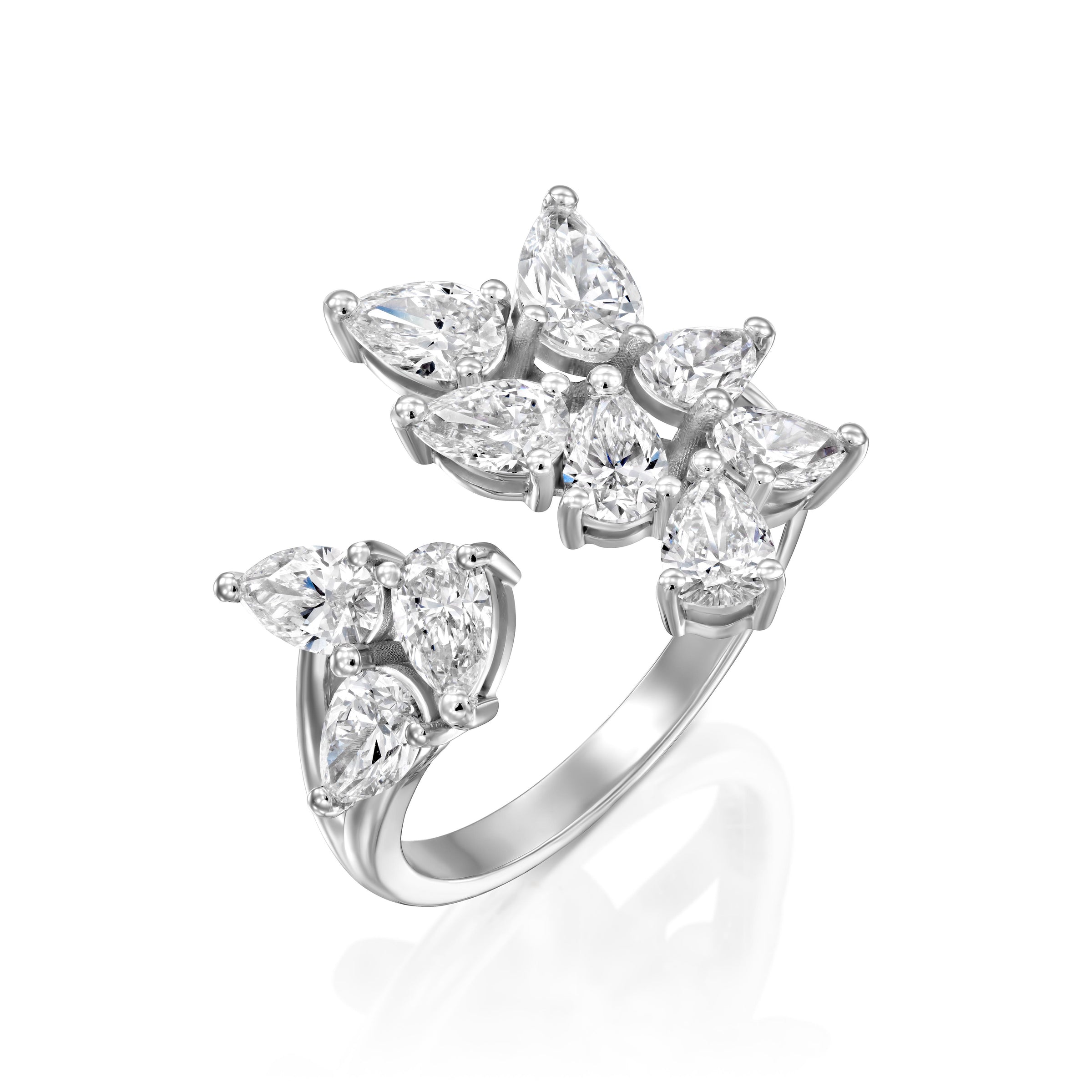 Pear Shaped Diamond Open Ring