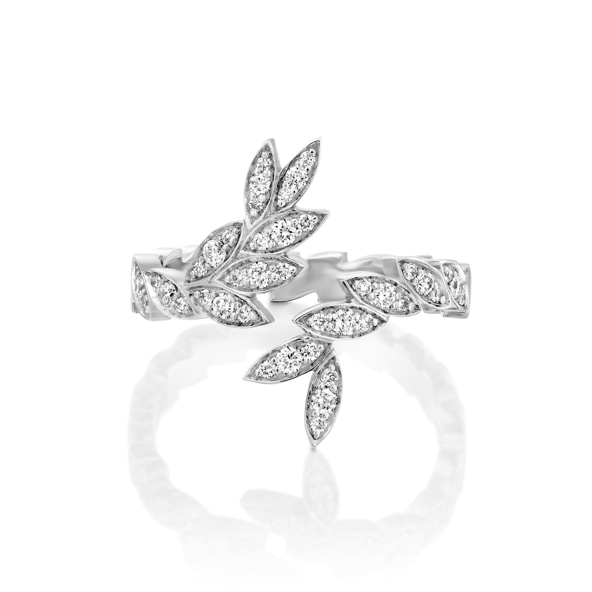 Serpentine Diamonds Leaves Ring