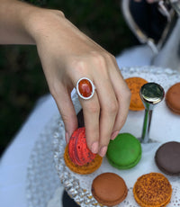 טבעת קוקטייל קרנליאן ויהלומים