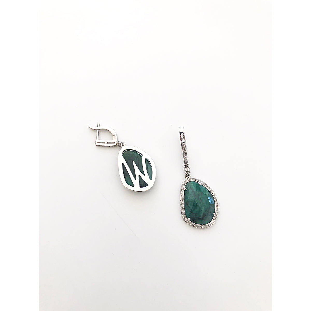 Emerald Teardrop Diamond Earrings