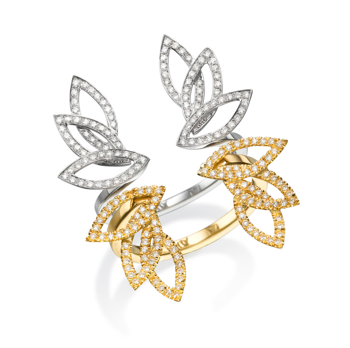 Diamond Leaves Open Ring