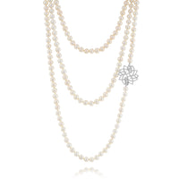 Pearls and Diamond Leaf Necklace