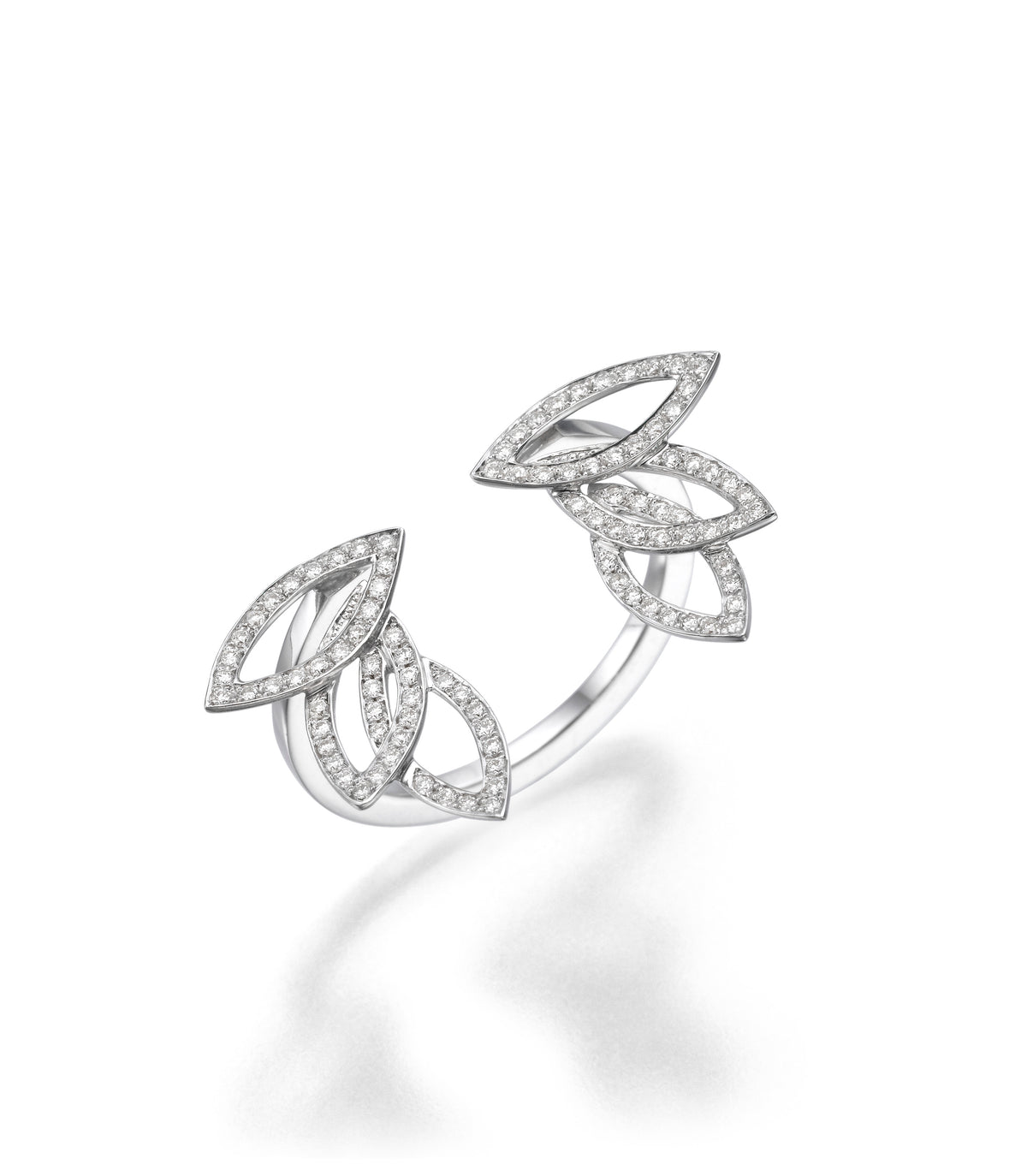 Diamonds Leaves Open Ring